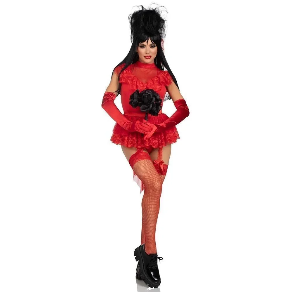 Leg Avenue 3 PIECE BEETLE BABE COSTUME red Olivia XL Beetlejuice - Picture 3 of 6